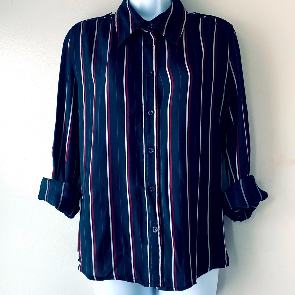 🇫🇷 KOOKAÏ striped viscose shirt with shoulder straps size French 42= US M